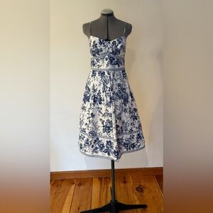Liz Claiborne Summer Dress with Blue Floral Design